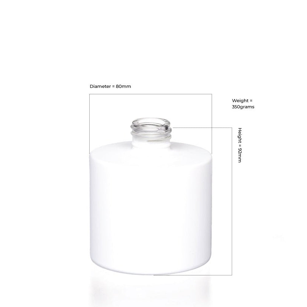 200ml Gloss White Glass Round Diffuser Bottle - Glass - Diffuser Glass - Colorlites