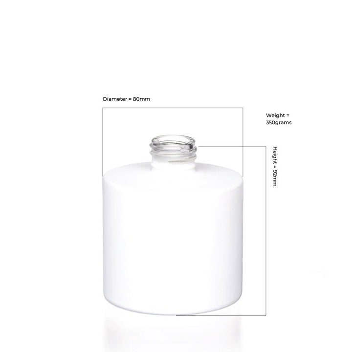 200ml Gloss White Glass Round Diffuser Bottle - Glass - Diffuser Glass - Colorlites