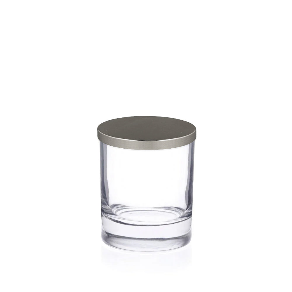 20cl Clear Karen Candle Glass & 20cl Silver Polished Candle Lid - - ColouredBottles