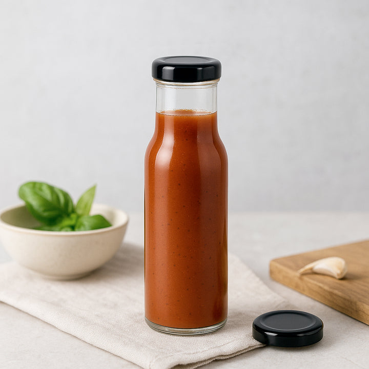 250ml Clear Glass Round Sauce Bottle - Glass - Food Glass - Colorlites