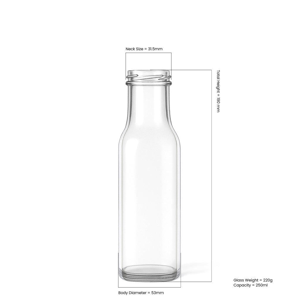 250ml Clear Glass Round Sauce Bottle - Glass - Food Glass - Colorlites