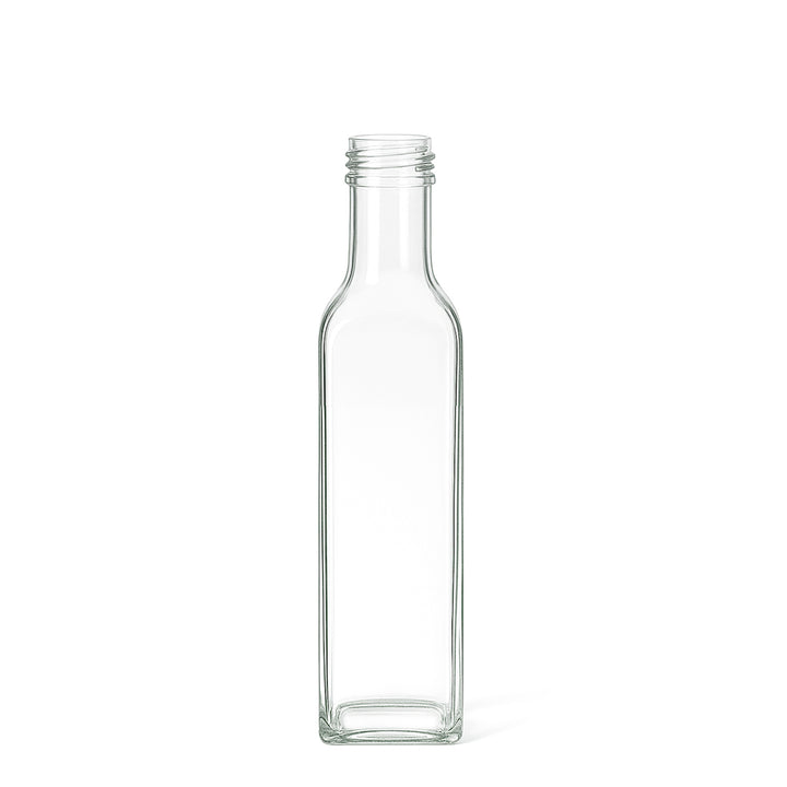 250ml Clear Glass Square Marasca Bottle - Glass - Food Glass - Colorlites