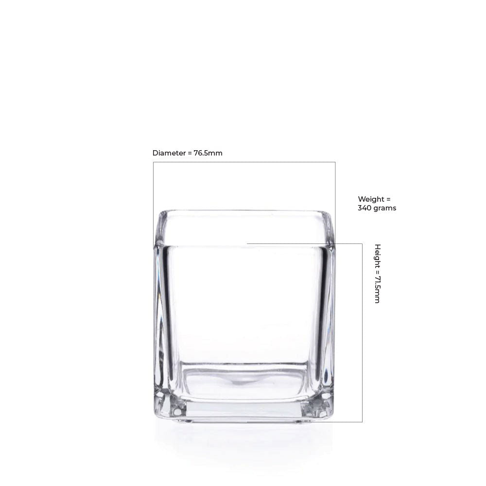 25cl Clear Square Candle Glass - Glass - Candle Glass - Coloured Bottles
