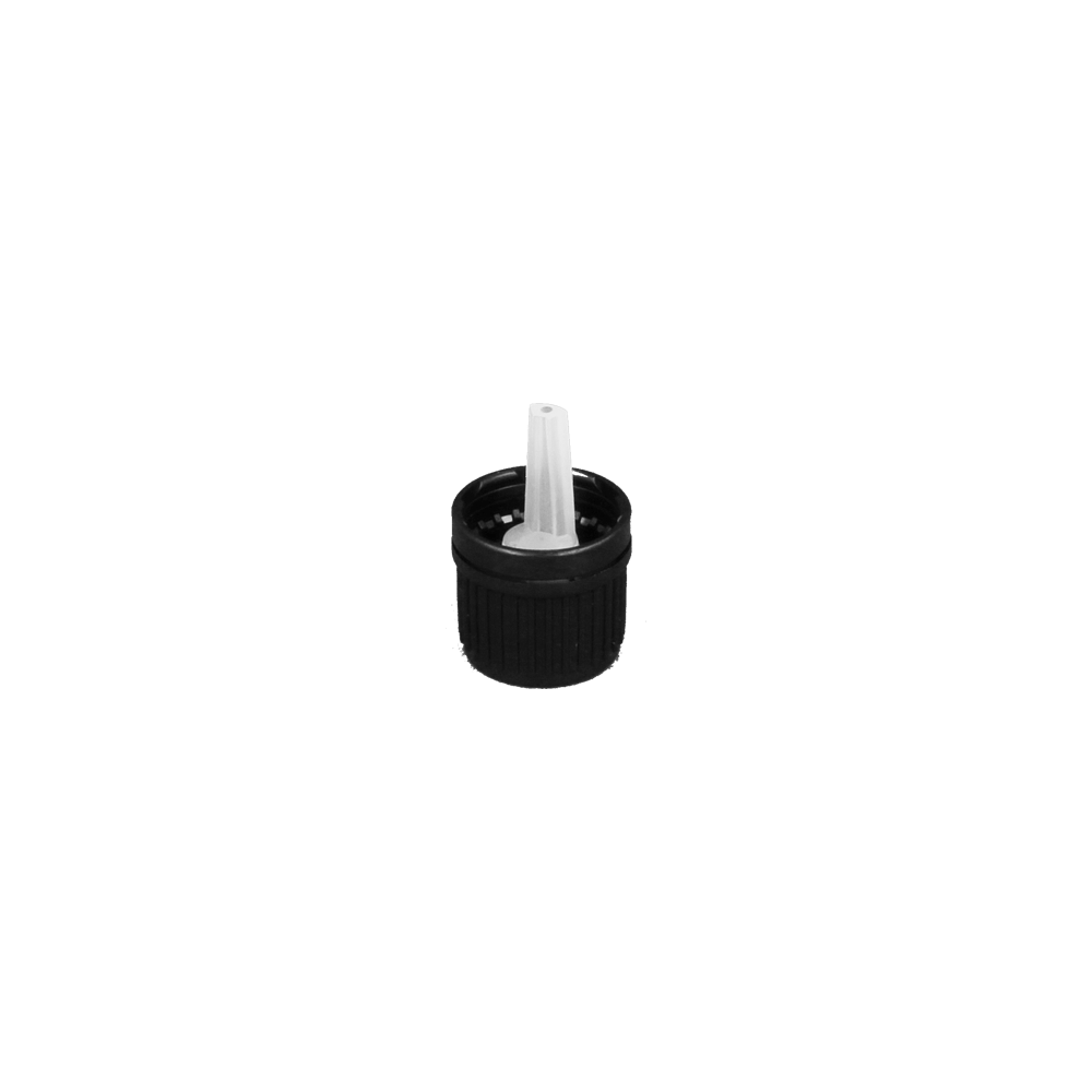 Dropper Bottles & Caps - G18 2.0mm Black Dripper T/E Cap