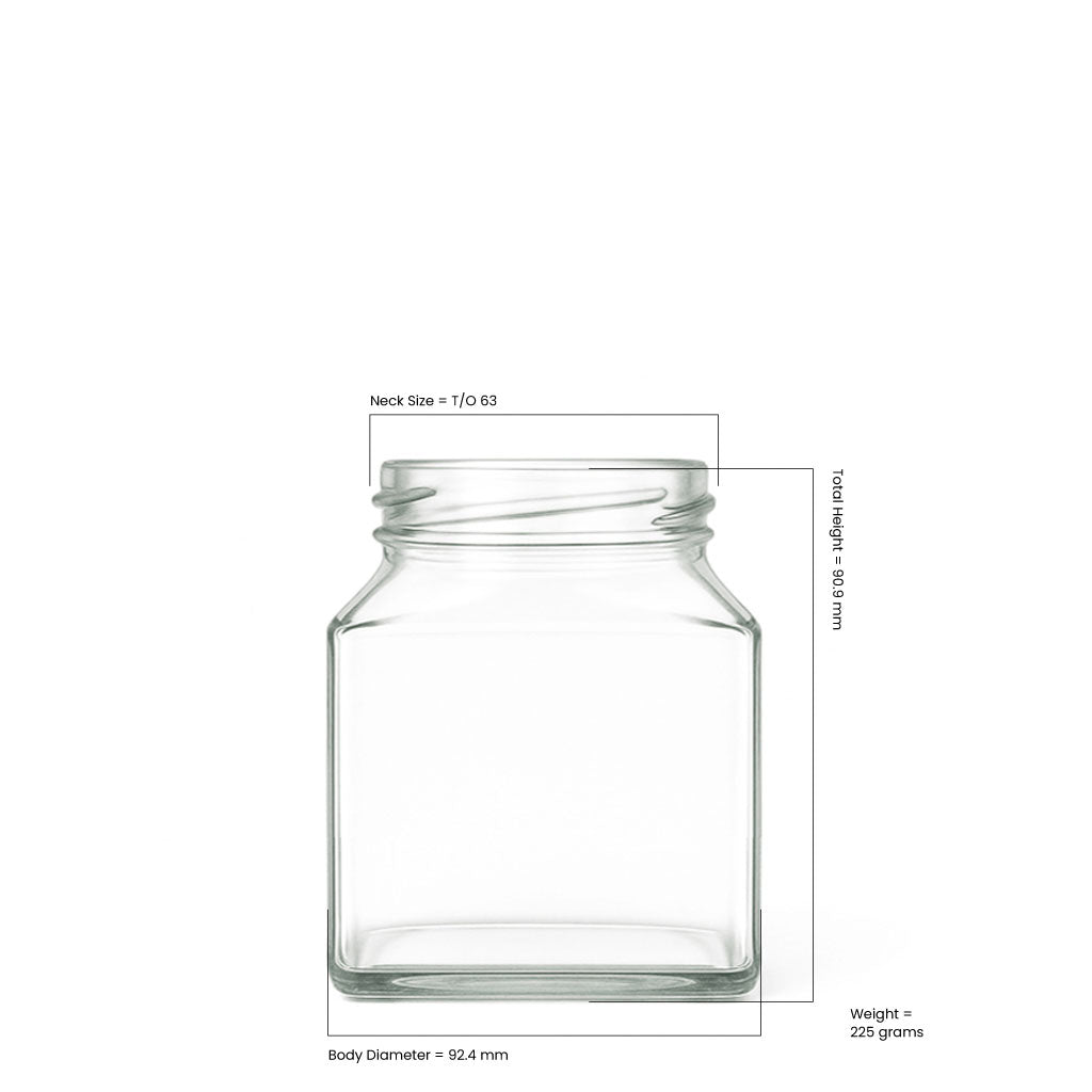 270ml Clear Glass Square Jar - Glass - Food Glass - Colorlites