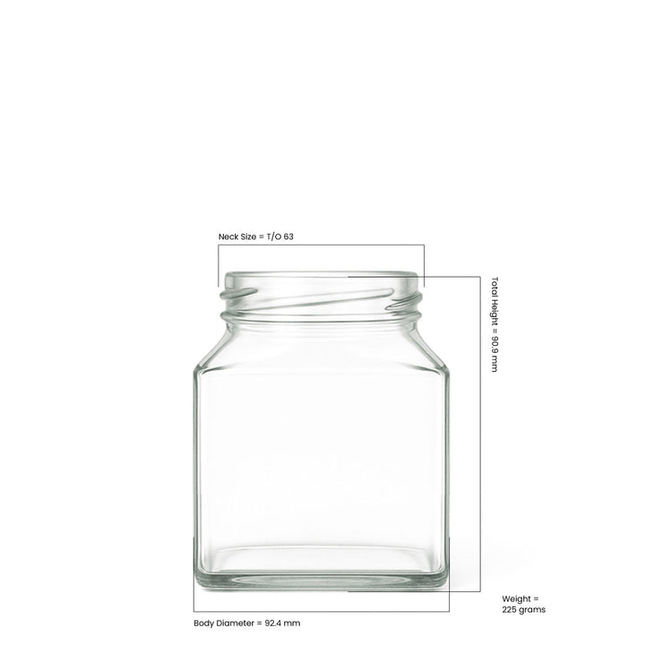 270ml Clear Glass Square Jar - Glass - Food Glass - Colorlites