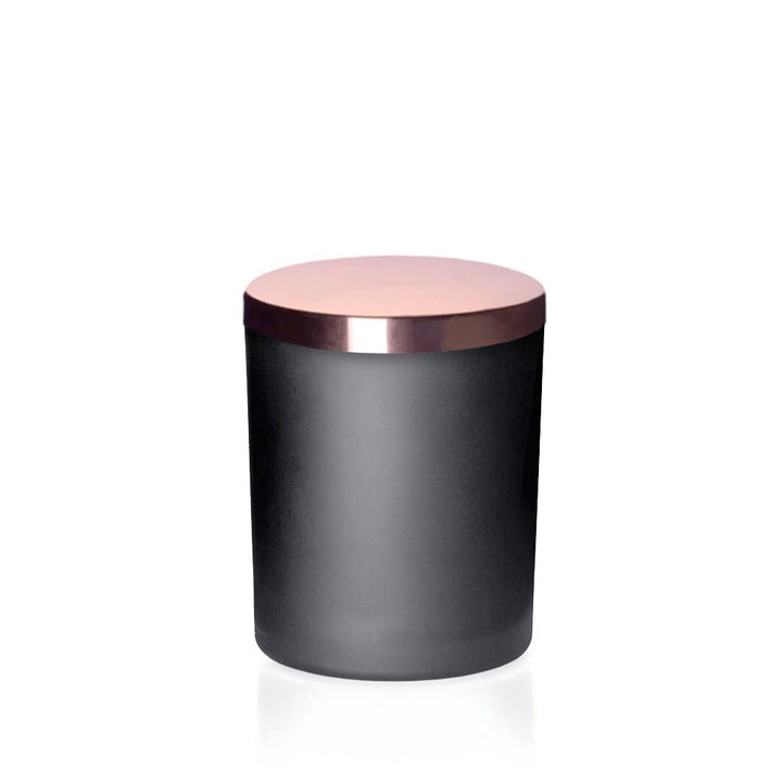30cl Matt Black Externally Sprayed Karen Candle Glass & 30cl Karen Copper Polished Candle Lid - - Coloured Bottles