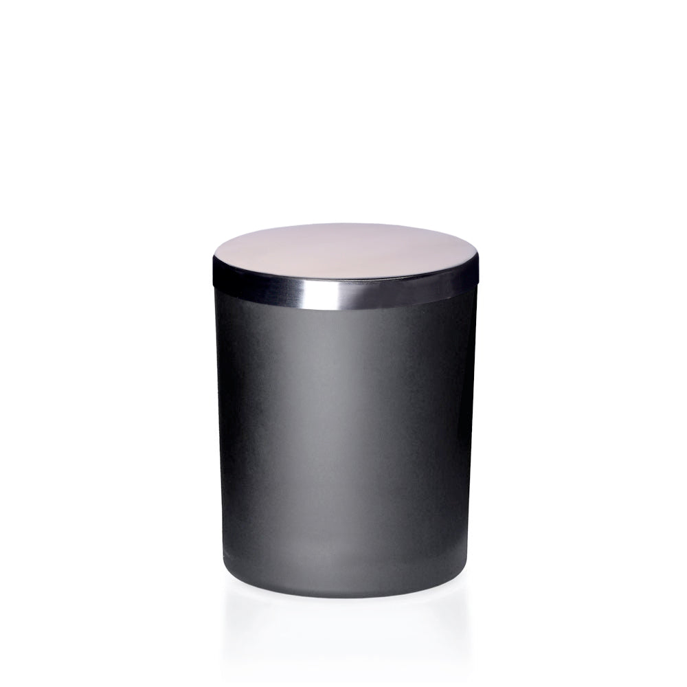 30cl Matt Black Externally Sprayed Karen Candle Glass with Silver Lid - - Coloured Bottles
