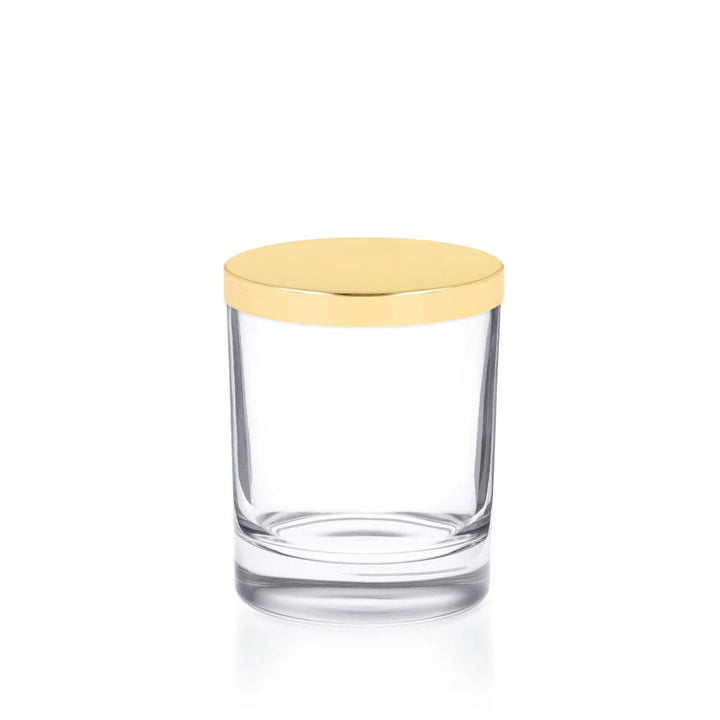 30cl Clear Karen Candle Glass & 30cl Karen Gold Polished Candle Lid - - ColouredBottles