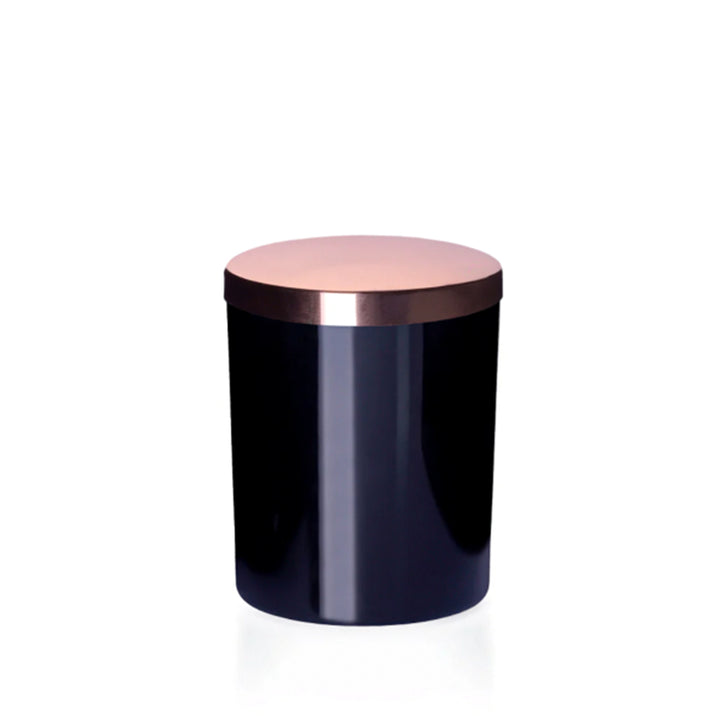 30cl Matt Black Externally Sprayed Karen Candle Glass & 30cl Karen Copper Polished Candle Lid - - ColouredBottles