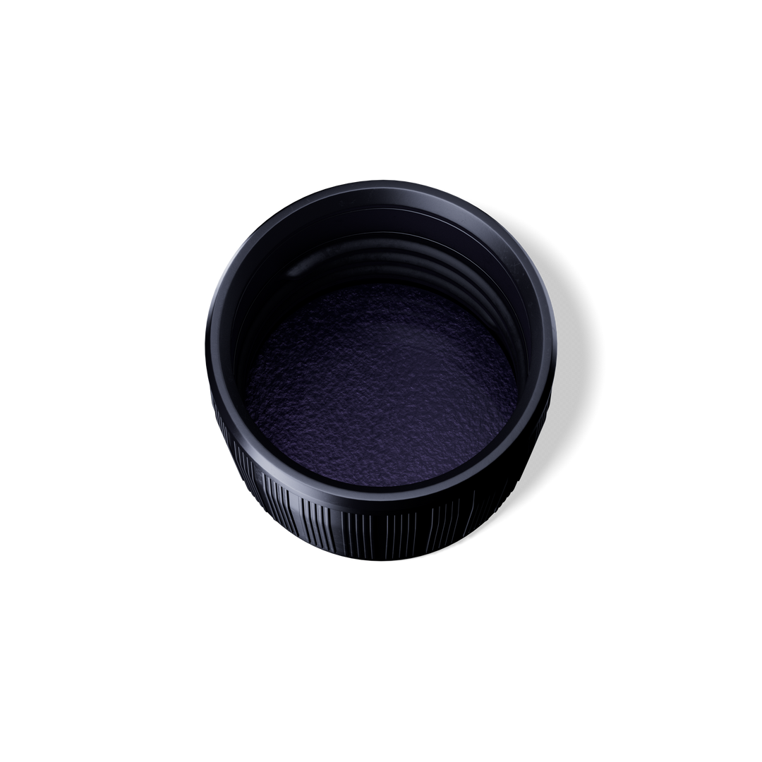 Miron - Screw cap child-tamper evident PP28, III, PP/PEHD, black, violet Phan liner (Aquarius) - - Miron