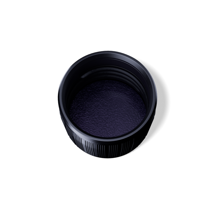 Miron - Screw cap child-tamper evident PP28, III, PP/PEHD, black, violet Phan liner (Aquarius) - - Miron