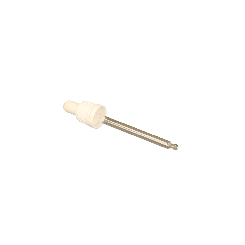 GL18 30ml, 82mm White Pipette T/E ( For 30ml Clear Dropper Bottle) - Caps - Pipettes - Coloured Bottles