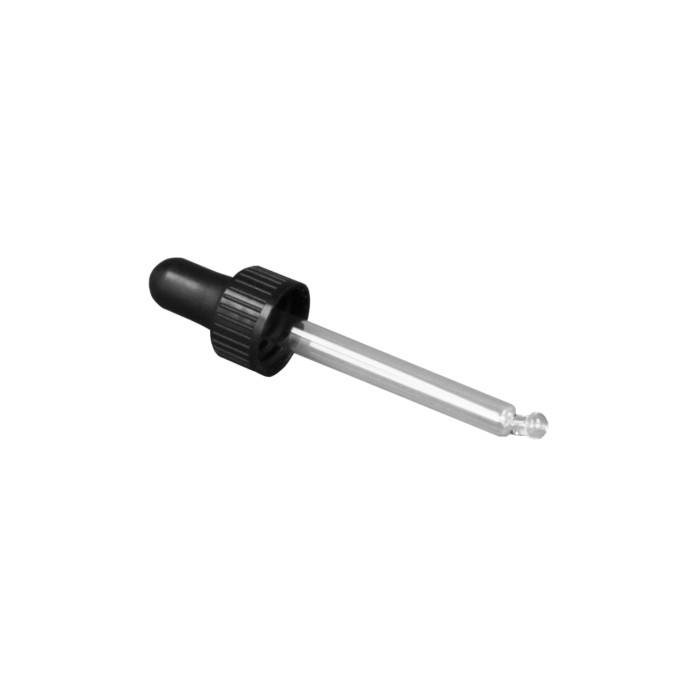 GL18 30ml, 82mm Black Pipette ( For 30ml Clear Dropper Bottle) - Caps - Pipettes - Coloured Bottles