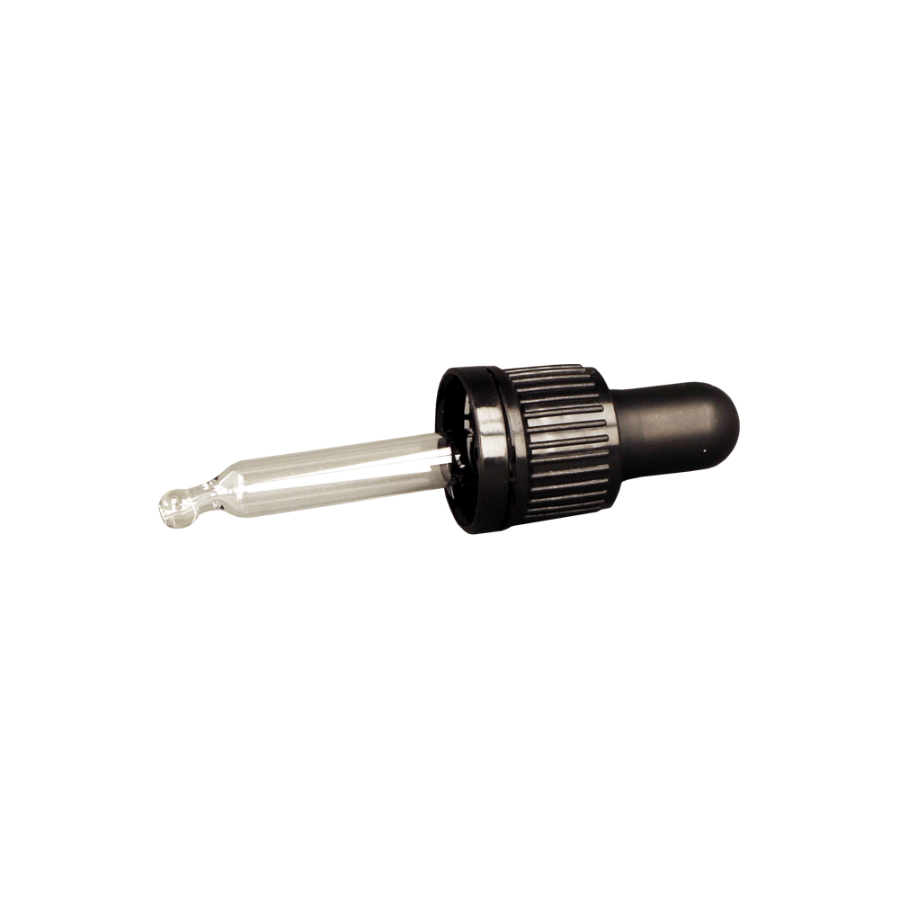 GL18 10ml, 59mm Black Pipette T/E - Caps - Pipettes - Coloured Bottles