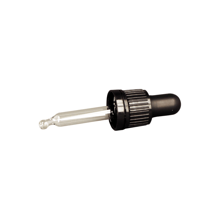 GL18 15ml, 63mm Black Pipette T/E ( For Coloured 15ml Dropper Bottles Only) - Caps - Pipettes - Coloured Bottles