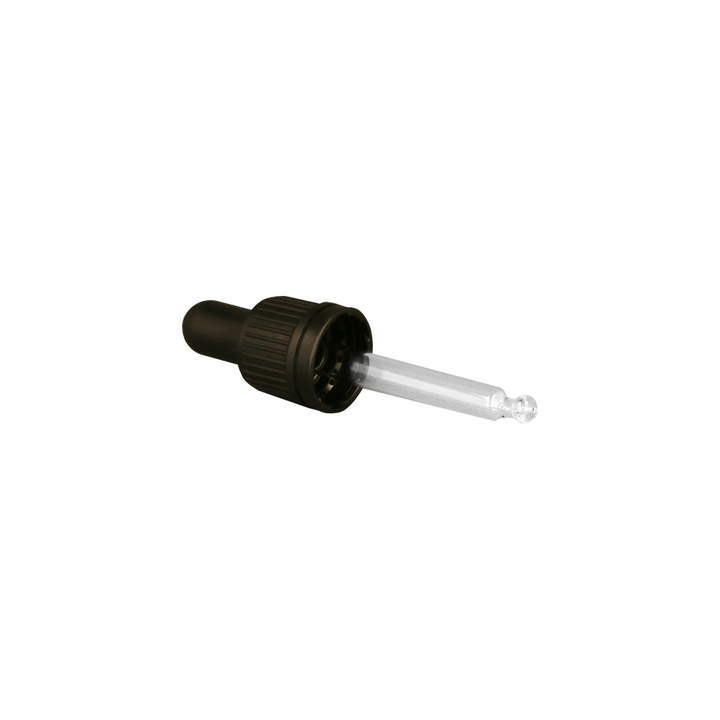 GL18 15ml, 68mm Black Pipette T/E - Caps - Pipettes - Coloured Bottles