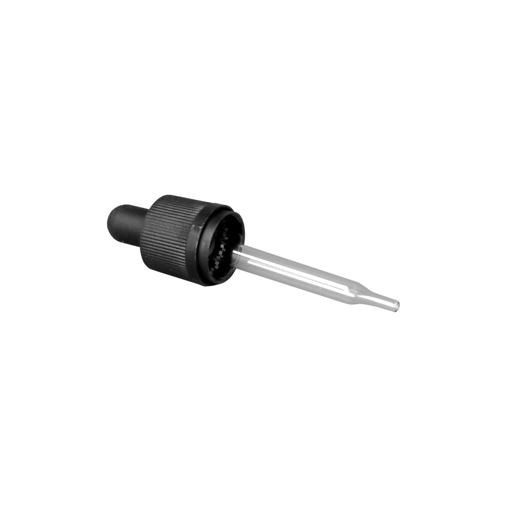 GL18 30ml, 77mm Black Pipette Child Proof T/E (Coloured 30ml Dropper Bottles Only) - Caps - Pipettes - Coloured Bottles