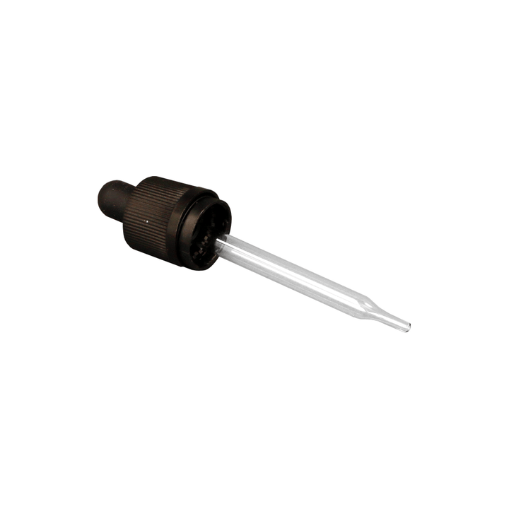 GL18 50ml, 87mm Black Pipette Child Proof T/E - Caps - Pipettes - Coloured Bottles