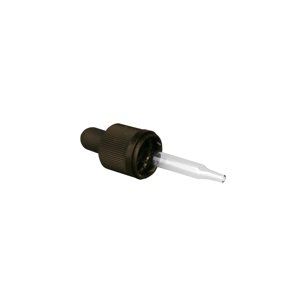 GL18 10ml, 59mm Black Pipette Child Proof T/E - Caps - Pipettes - Coloured Bottles