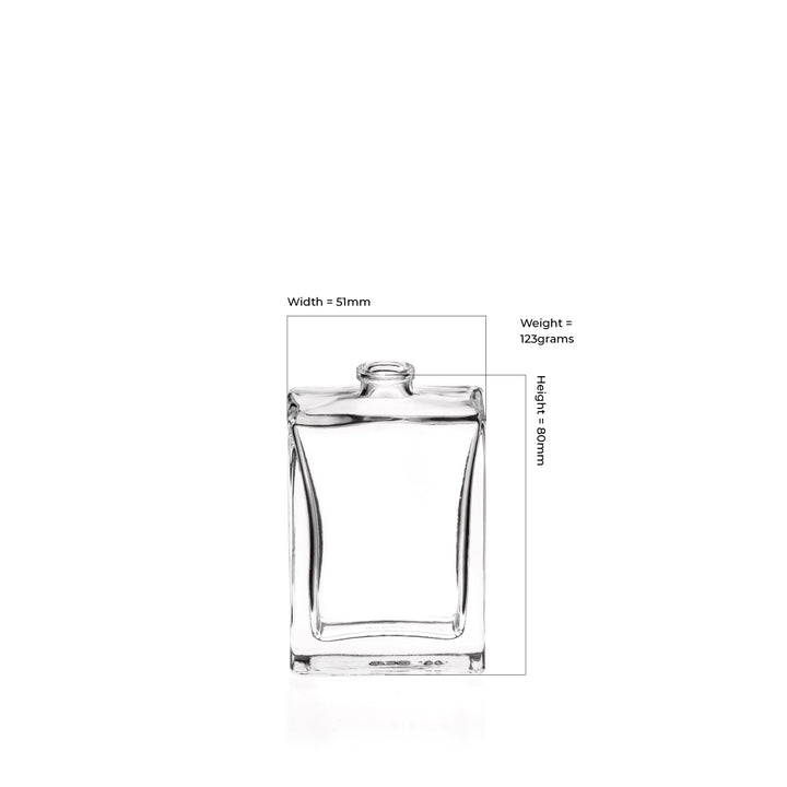 50ml Clear Glass Rectangle Everest Bottle - Glass - Fragrance Glass - ColouredBottles