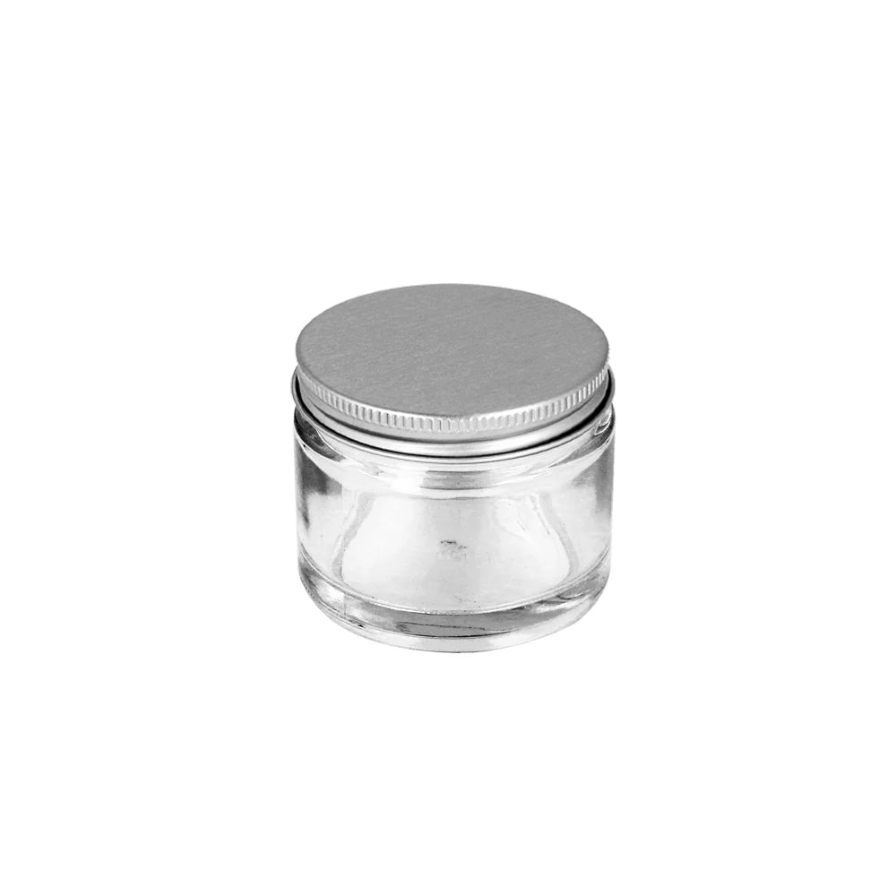 50ml Clear Glass Cosmetic Tizianno Jar (58R3) & 58R3 Aluminium Lid - - ColouredBottles