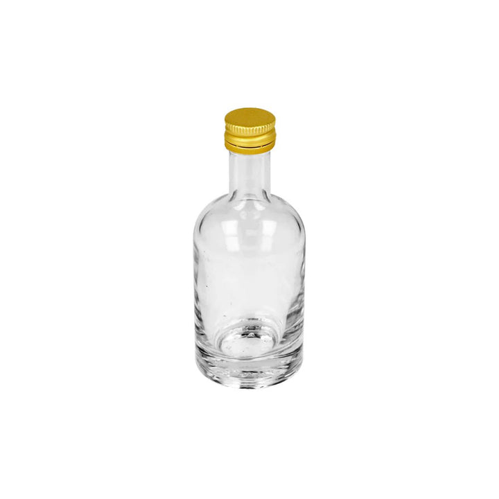 50ml Clear Glass Round Nocturne Bottle & 18mm Gold Aluminium Cap T/E - - ColouredBottles