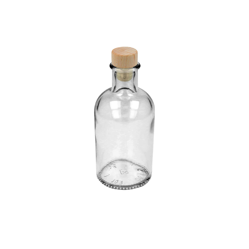 50ml Clear Glass Vecchia Farmacia Bottle & 15mm Wooden Headed With Synthetic Cork (No.39) - - ColouredBottles