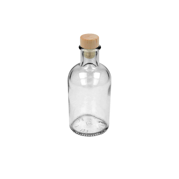 50ml Clear Glass Vecchia Farmacia Bottle & 15mm Wooden Headed With Synthetic Cork (No.39) - - ColouredBottles