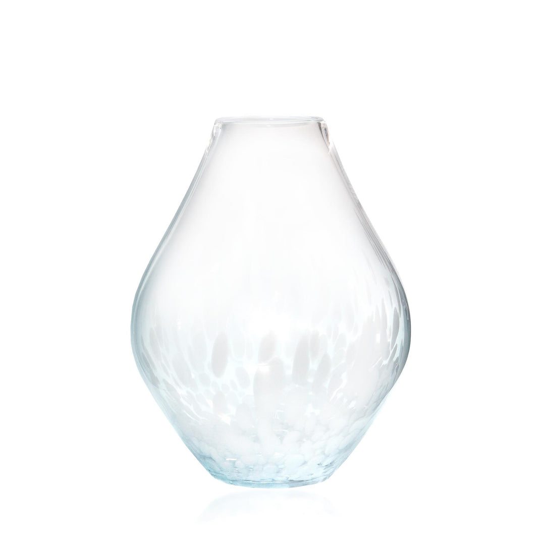 Espezo Glassware - Luxury slim Shallow Neck Vase with a White Decoration - - Espezo