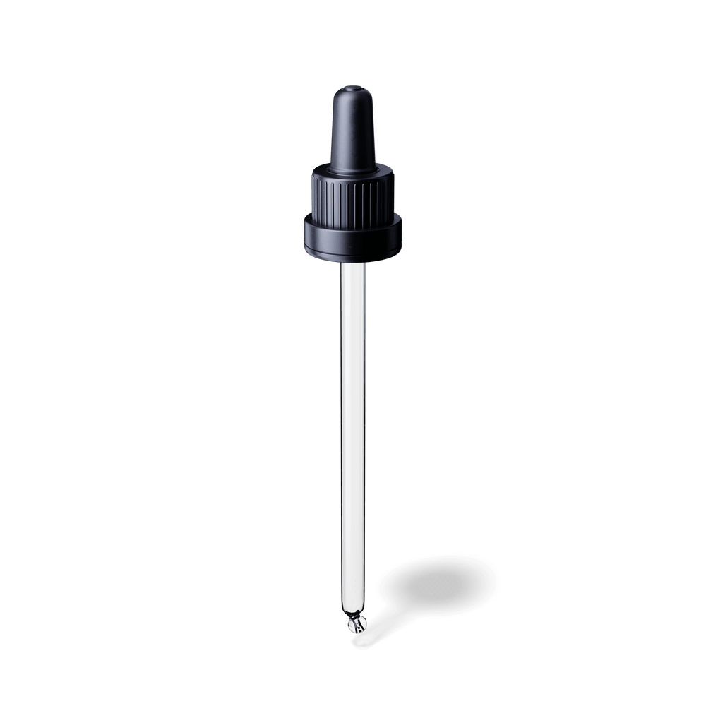Miron - Pipette tamper evident DIN18, III, black, ribbed, TPE, dose 0.7ml, bent ball tip (Orion 100) - Pipette - Miron