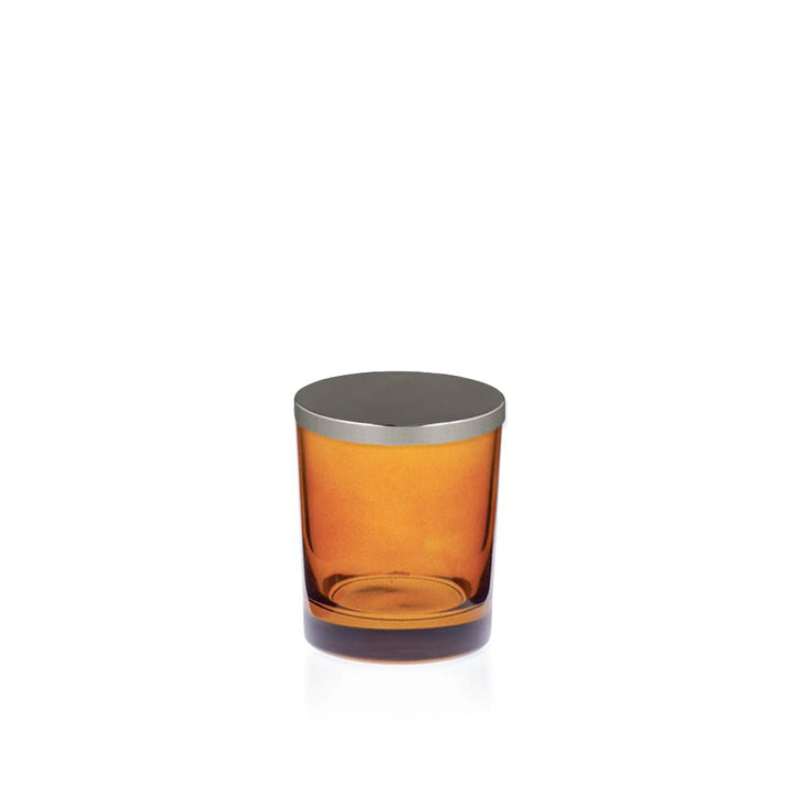 9cl Amber Meredith Candle Glass with Silver Lid - - ColouredBottles