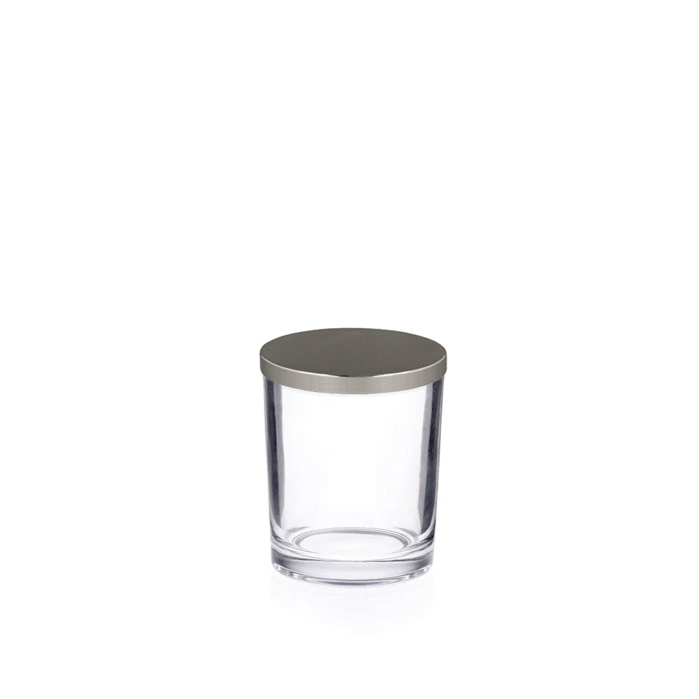 9cl Clear Meredith Candle Glass & 9cl Meredith Silver Polished Lid - - ColouredBottles