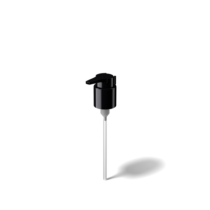 Miron - Lotion pump Extended Nozzle 24/410, PP, black, smooth, dose 0.50ml, security clip (LIN237/CAP250)