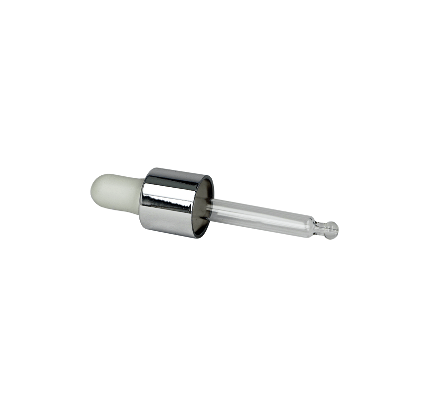 18/415 Pipettes Gloss Silver With White Bulb - Pipette - Coloured Bottles