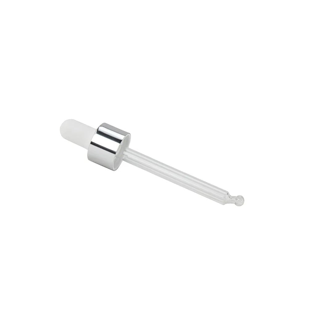 GL18 Pipettes Gloss Silver With White Bulb - - Coloured Bottles