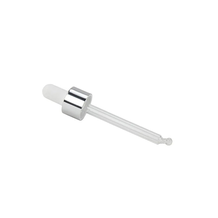 GL18 Pipettes Gloss Silver With White Bulb - - Coloured Bottles