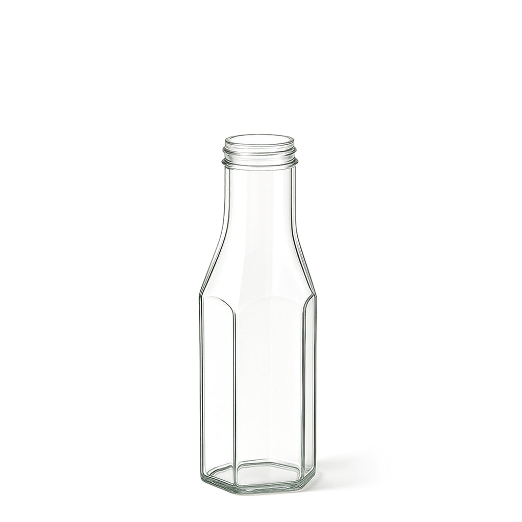 250ml Clear Glass Hexagon Sauce Bottle - Glass - Food Glass - Colorlites