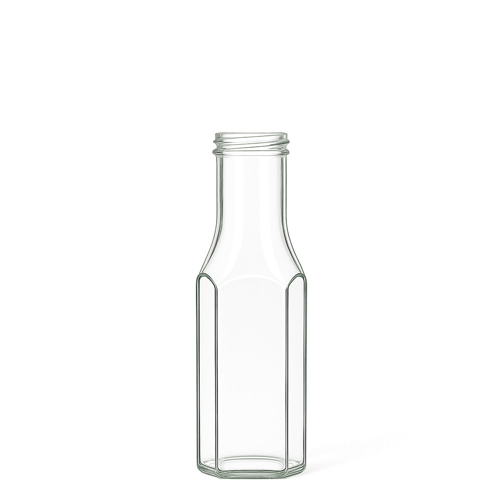 250ml Clear Glass Hexagon Sauce Bottle - Glass - Food Glass - Colorlites