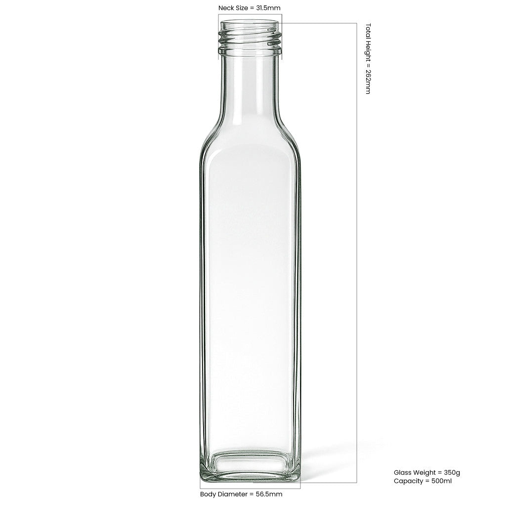 500ml Clear Glass Marasca Bottle - Glass - Food Glass - Colorlites