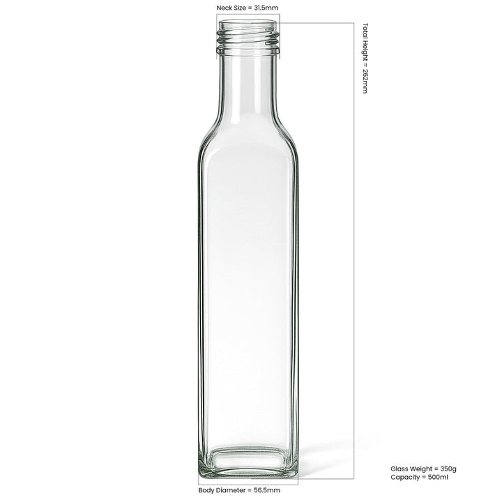 500ml Clear Glass Marasca Bottle - Glass - Food Glass - Colorlites