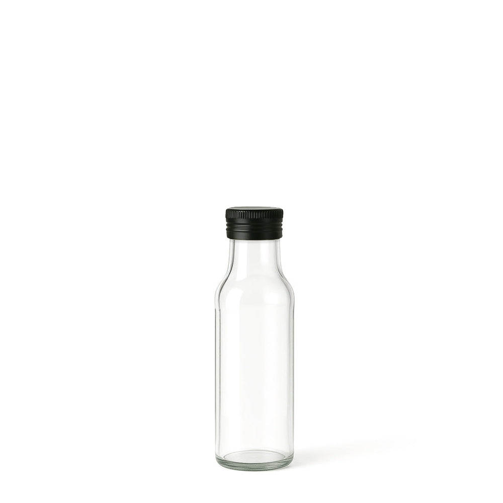 100ml Clear Glass Round Dorica Bottle (31.5mm Cap Size) & 31.5mm Black Aluminium Pourer Cap T/E - - Colorlites