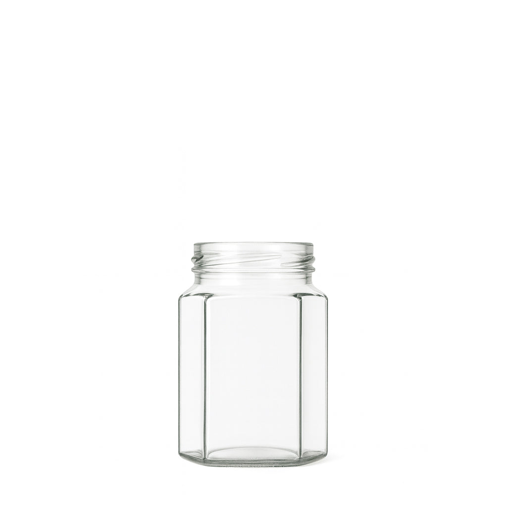 180ml Clear Glass Hexagonal Jar - Glass - Food Glass - Colorlites