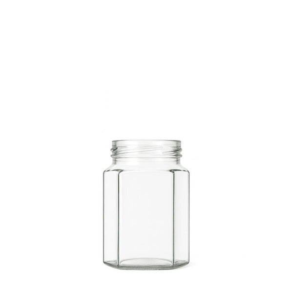 180ml Clear Glass Hexagonal Jar