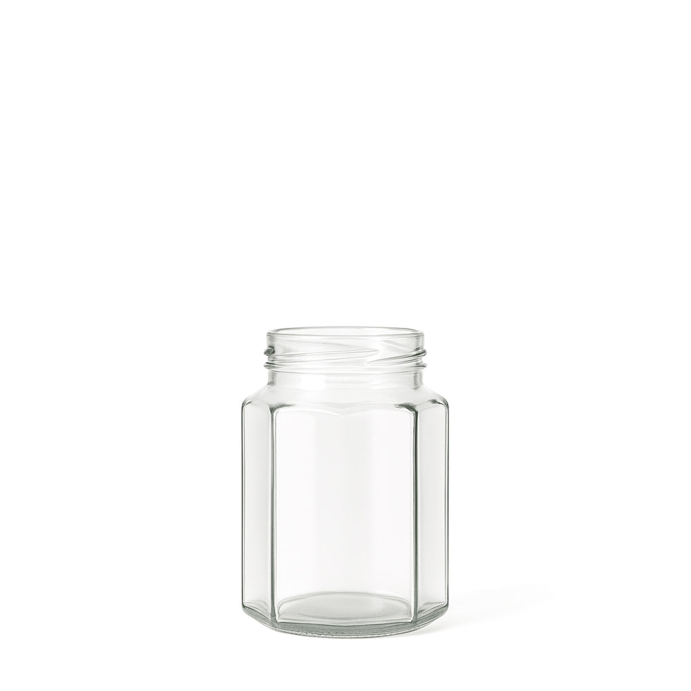 180ml Clear Glass Hexagonal Jar - Glass - Food Glass - Colorlites