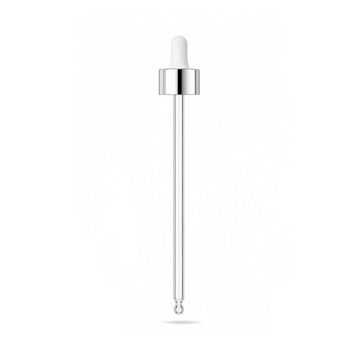 GL18 100 ml, 105 mm silberne und weiße Pipette (für 100 ml große, durchsichtige Tropfflasche)