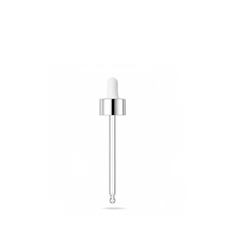 GL18 30 ml, 77 mm, silberne und weiße Pipette (nur farbige 30-ml-Tropfflaschen)