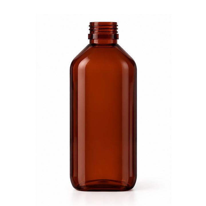 250ml Amber PET Plastic Alpha Bottle (28R3) - Glass - Medical Glass - Coloured Bottles