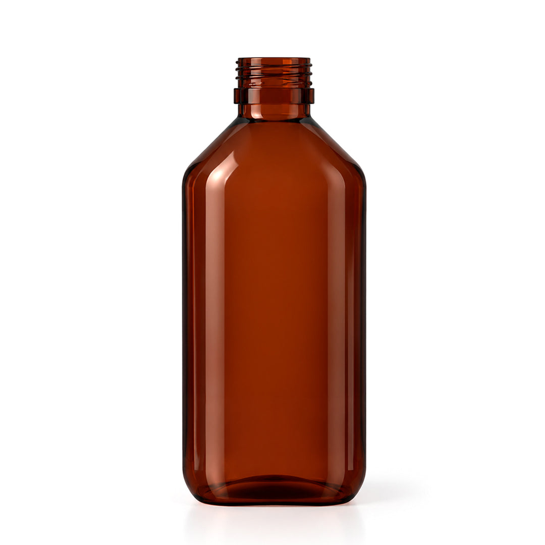 300ml Amber PET Plastic Alpha Bottle (28R3) - Glass - Medical Glass - Coloured Bottles