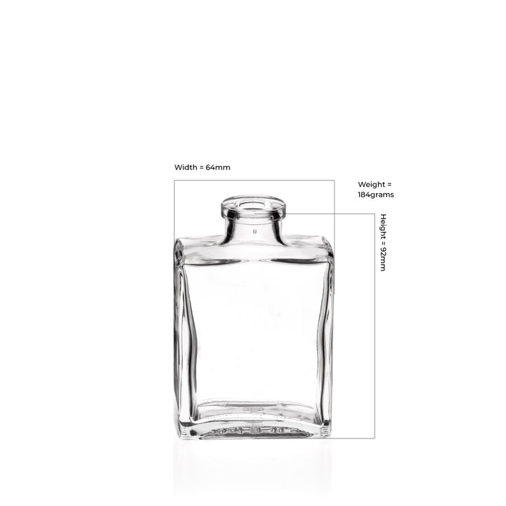 100ml Capri Clear Glass Rectangular Diffuser Bottle (cork neck) - Glass - Diffuser Glass - Coloured Bottles